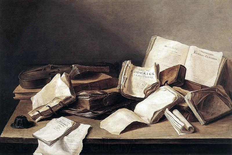 Jan Davidz de Heem Still life with books and a violin Germany oil painting art